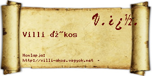Villi Ákos névjegykártya