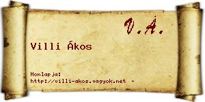 Villi Ákos névjegykártya